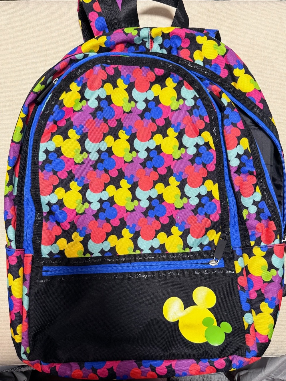 Disney Multicolor Mickey Silhouette Kids Backpack with Blue Accents